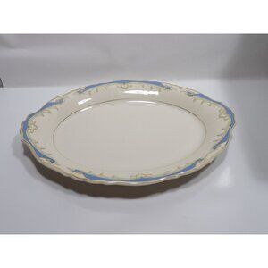 Syracuse Carvel Oval Serving Platter Federal Shape Blue Gold Trim Vintage